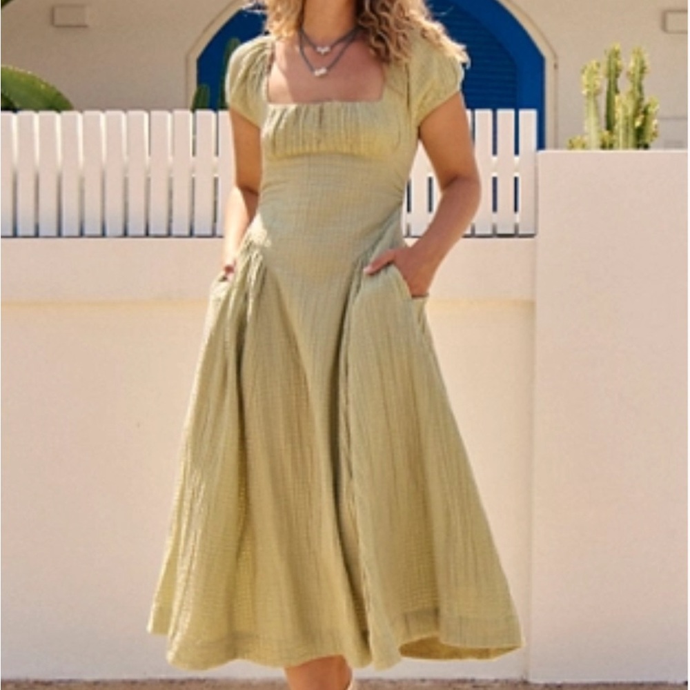 SOLD | Free People Ciara Pucker Check Midi Dress